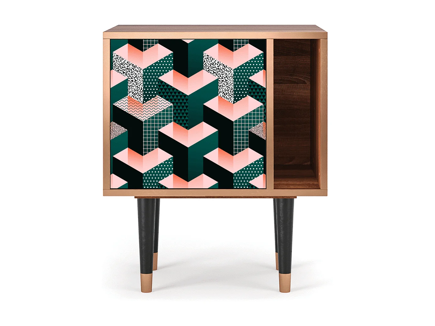 Table de nuit - 57х69х48 cm - S2 - Geometric Madness, Noyer