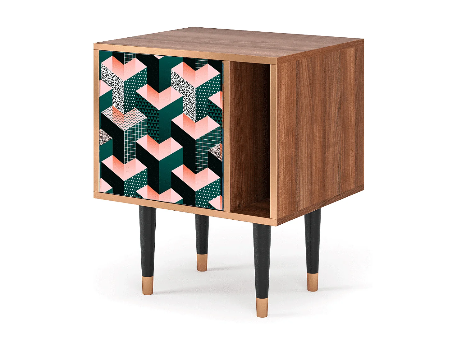 Table de nuit - 57х69х48 cm - S2 - Geometric Madness, Noyer