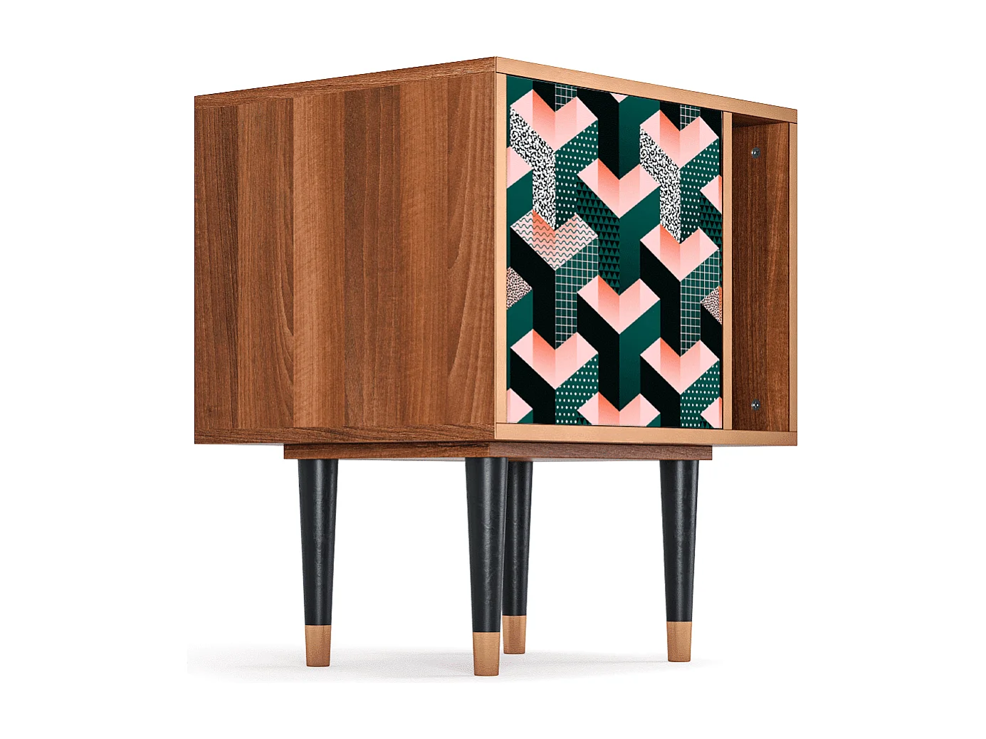 Table de nuit - 57х69х48 cm - S2 - Geometric Madness, Noyer