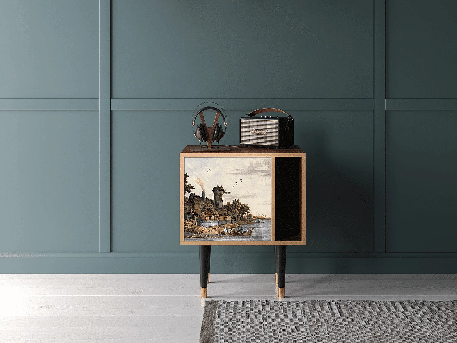 Stolik nocny - 57х69х48 cm - S2 - Mill along a River, Orzech