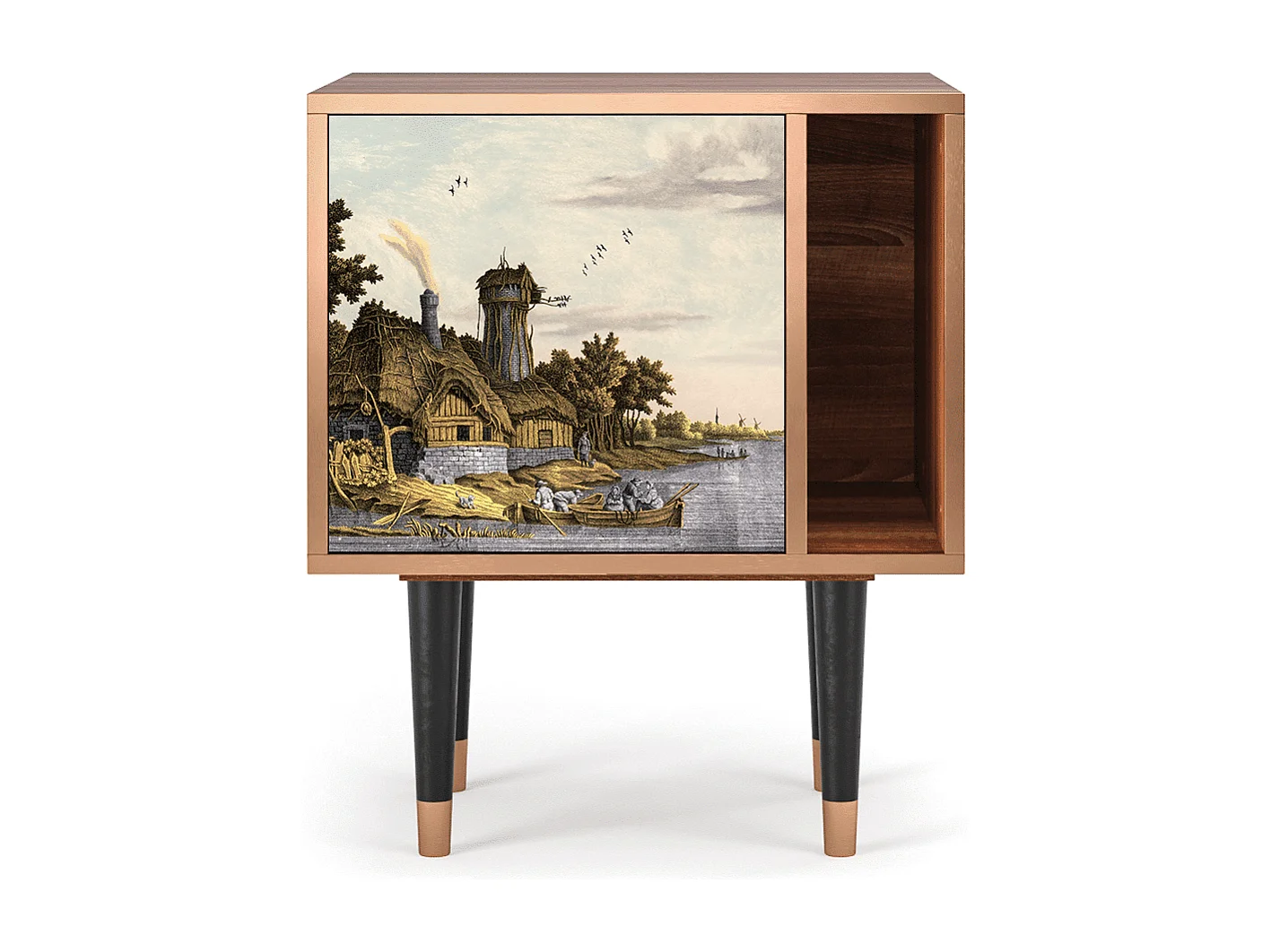 Stolik nocny - 57х69х48 cm - S2 - Mill along a River, Orzech