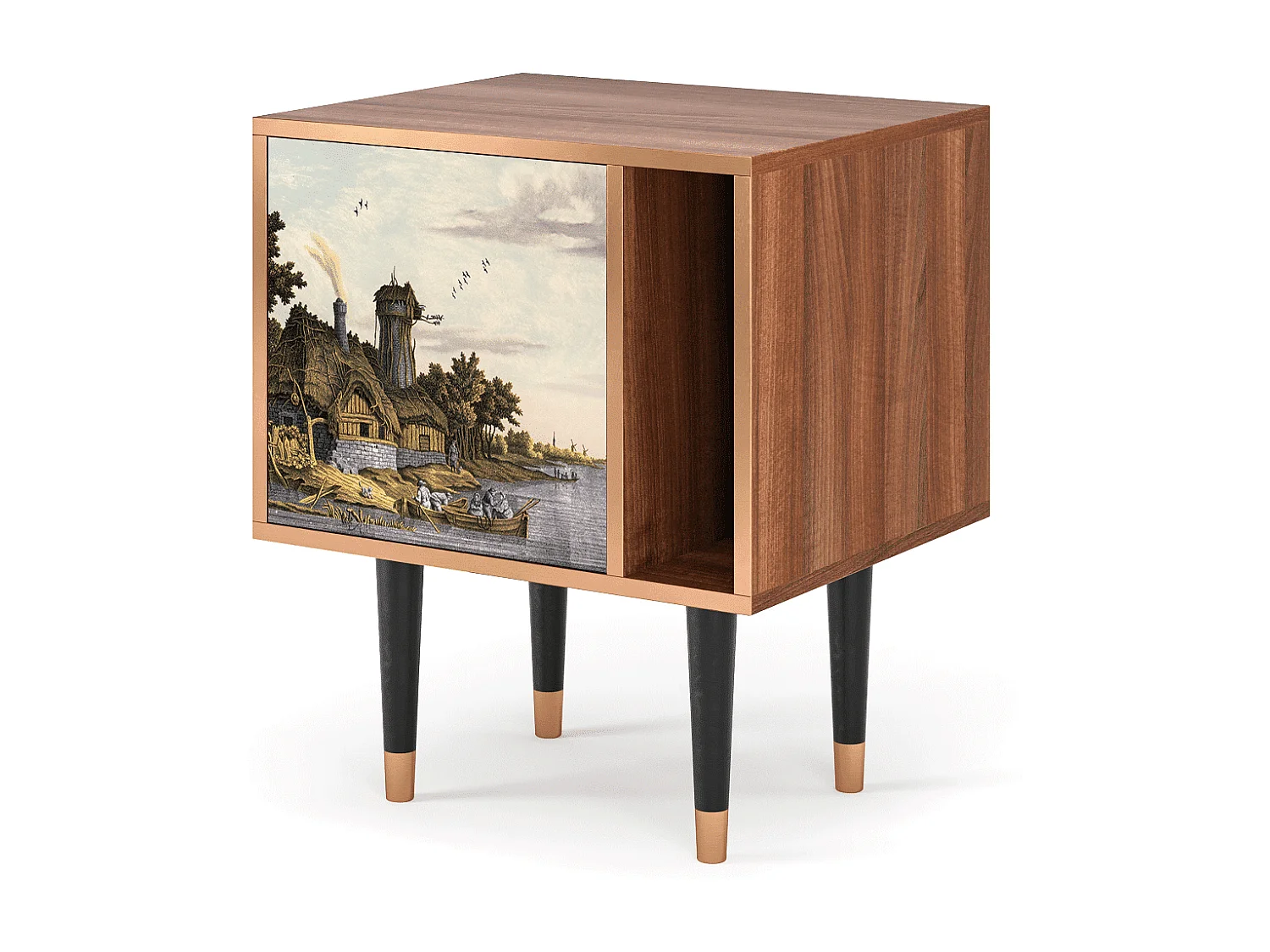 Stolik nocny - 57х69х48 cm - S2 - Mill along a River, Orzech