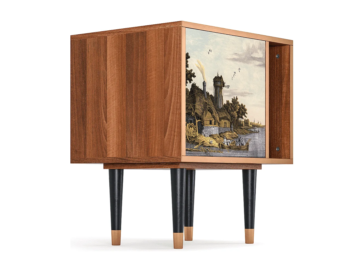 Stolik nocny - 57х69х48 cm - S2 - Mill along a River, Orzech