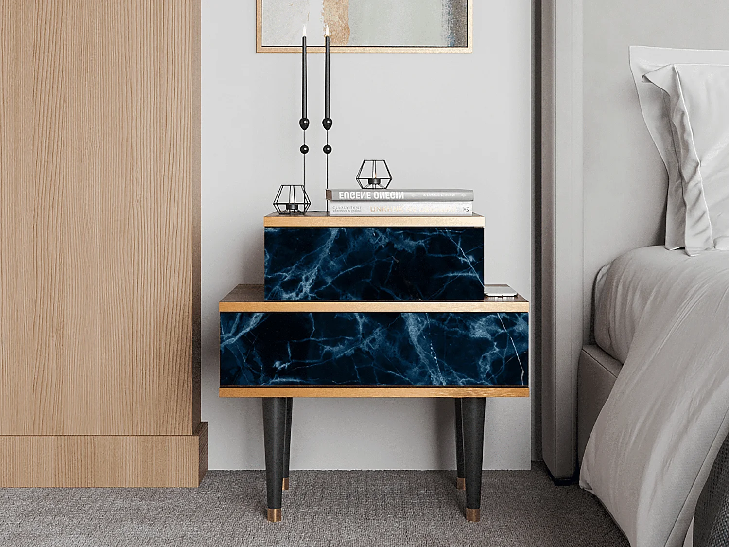 Table de nuit - 58х58х41 cm - NS1 - Deep Ocean, Noyer