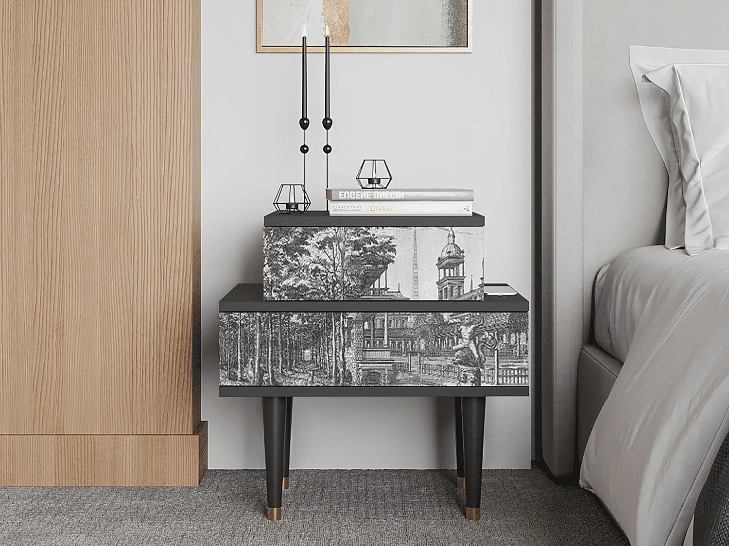 Comodino - 58х58х41 cm - NS1 - View of the Piazza, Antracite