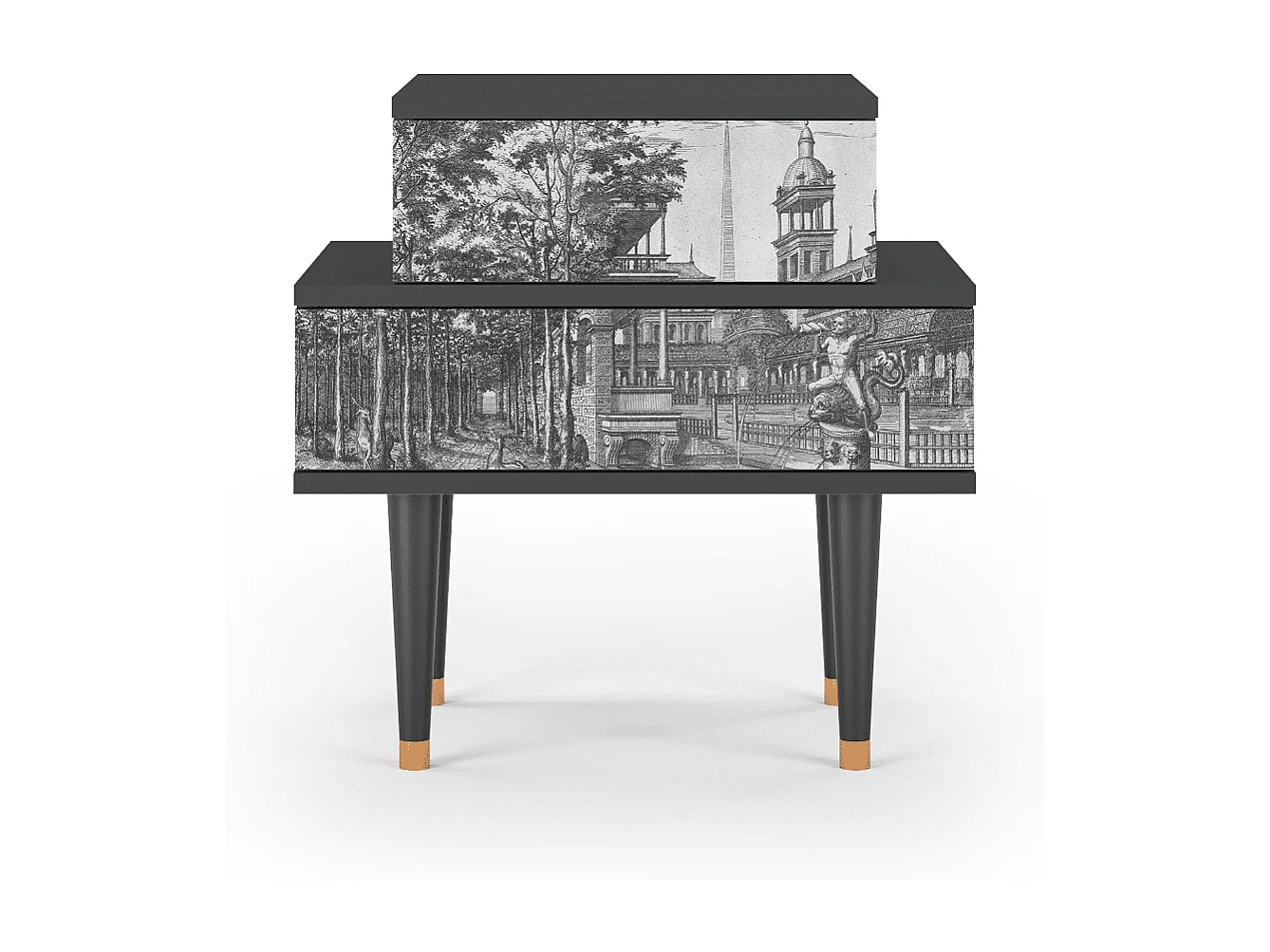 Comodino - 58х58х41 cm - NS1 - View of the Piazza, Antracite