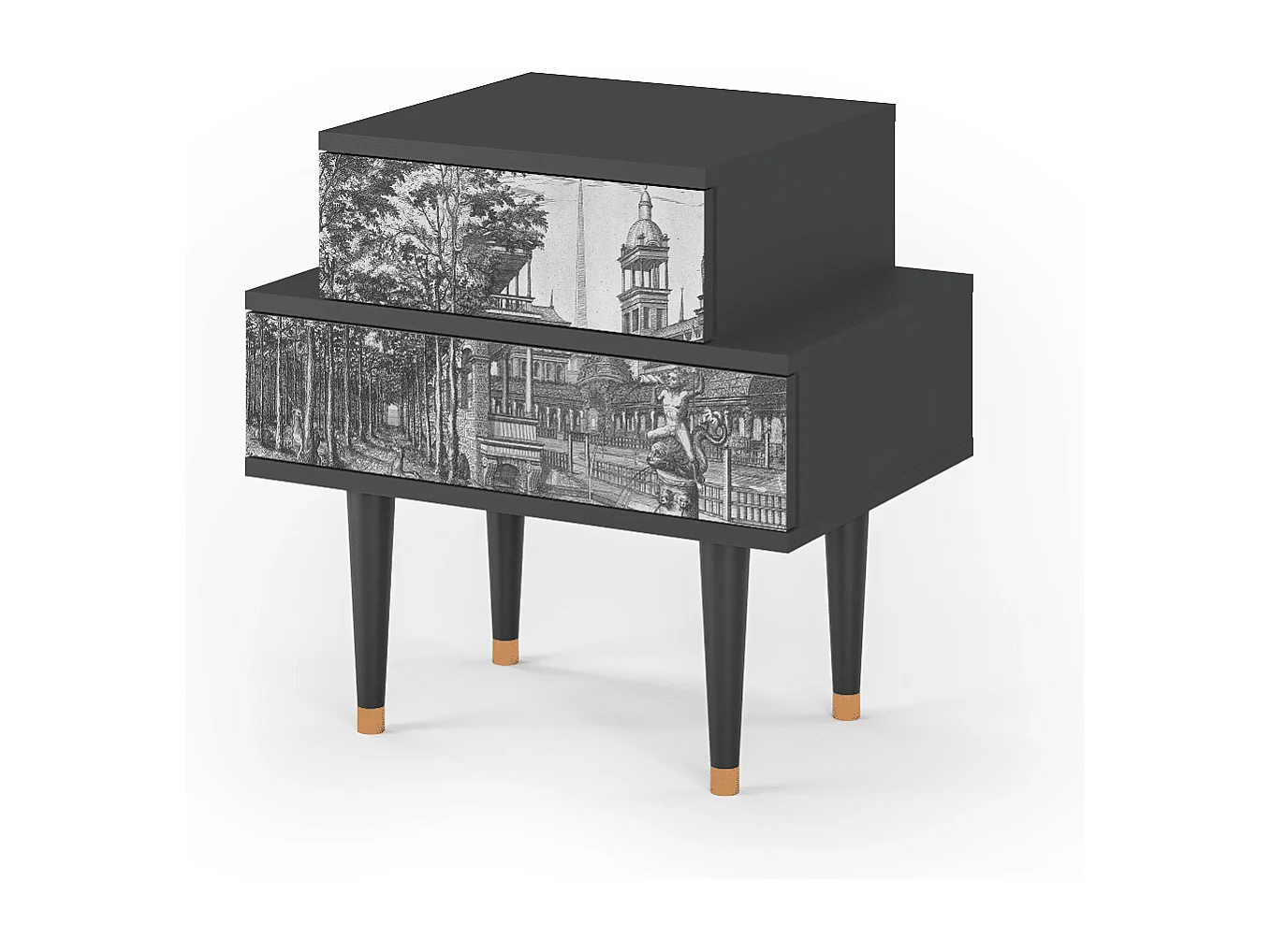 Comodino - 58х58х41 cm - NS1 - View of the Piazza, Antracite