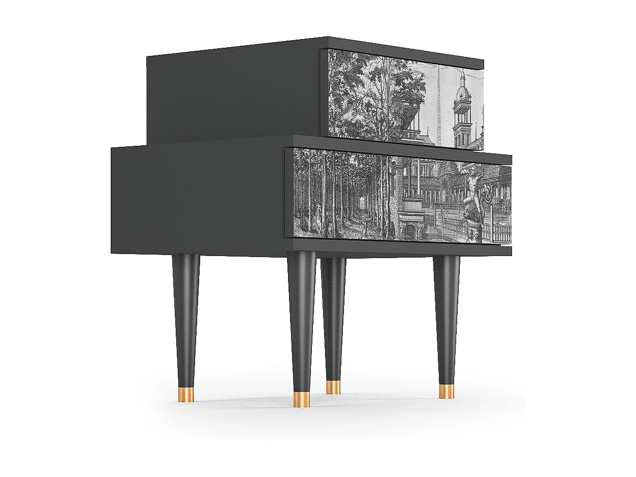 Comodino - 58х58х41 cm - NS1 - View of the Piazza, Antracite