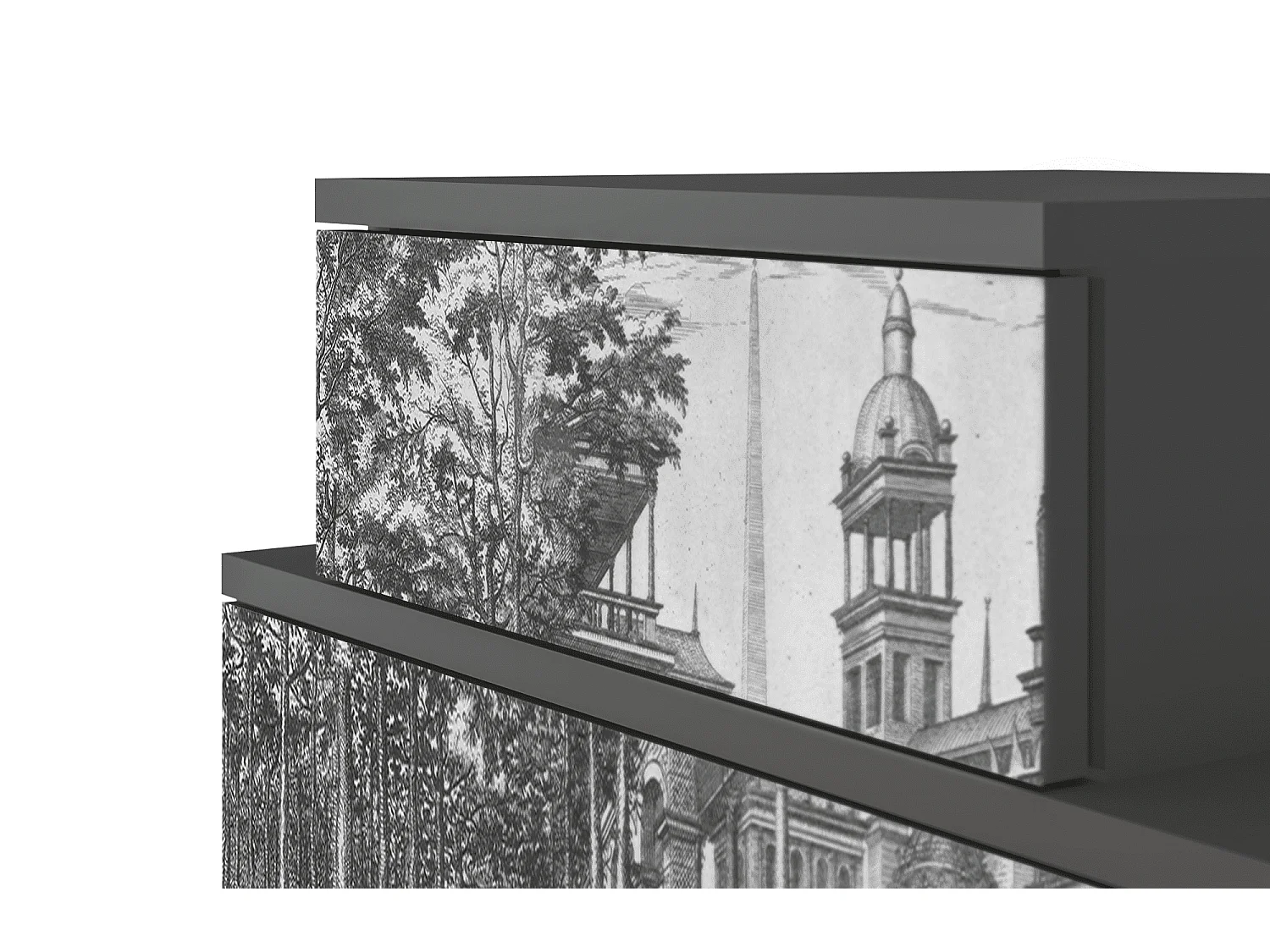 Nachtkastje - 58х58х41 cm - NS1 - View of the Piazza, Antraciet