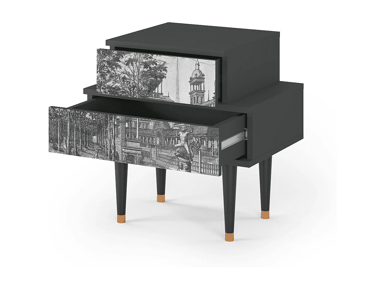 Nachtkastje - 58х58х41 cm - NS1 - View of the Piazza, Antraciet