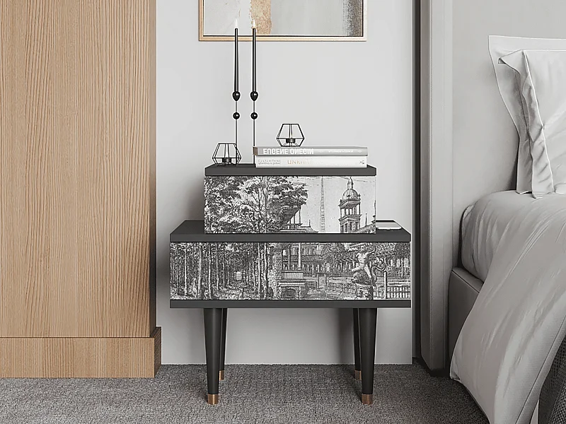 Comodino - 58х58х41 cm - NS1 - View of the Piazza, Antracite