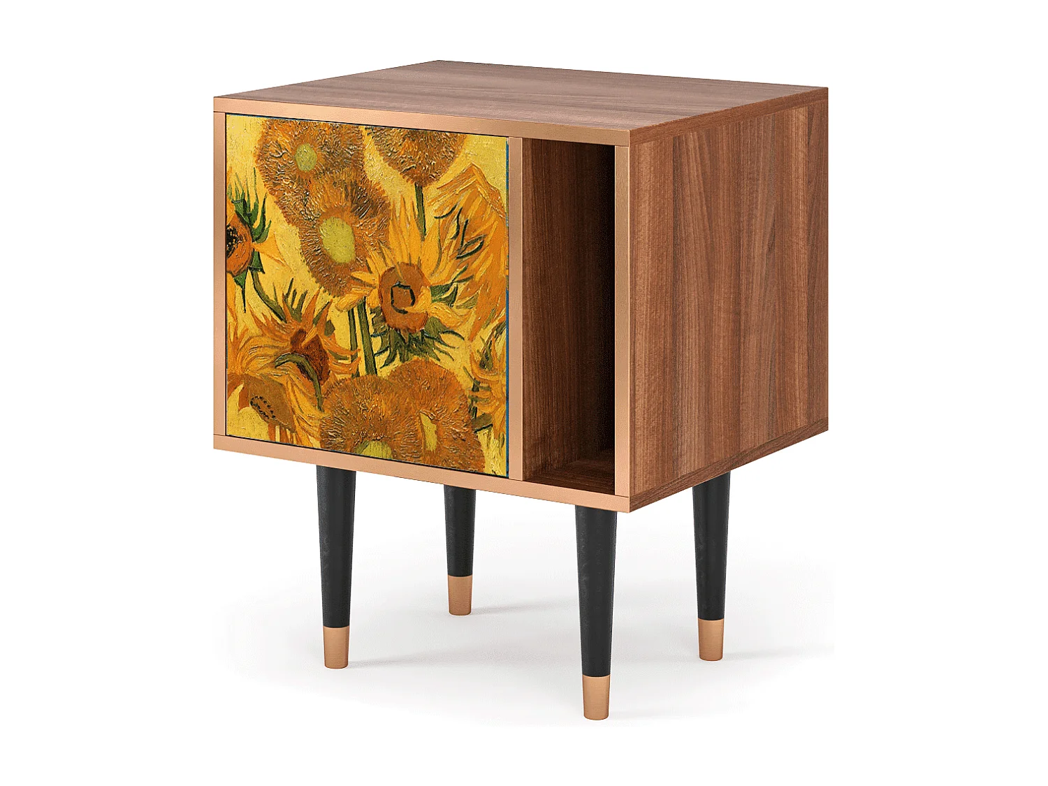 Stolik nocny - 57х69х48 cm - S2 - Sunflowers, Orzech