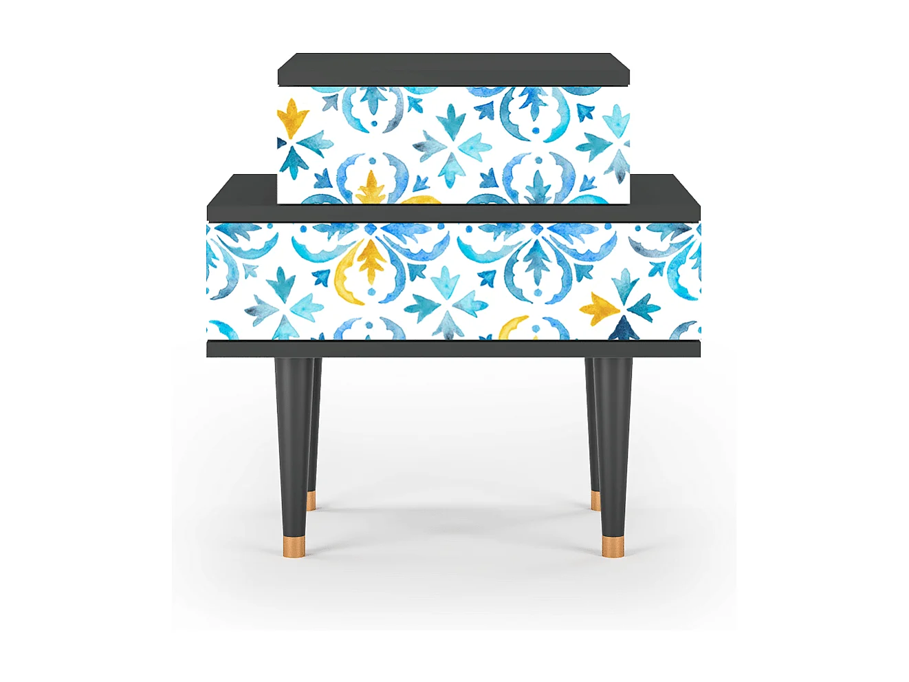 Stolik nocny - 58х58х41 cm - NS1 - Lisbon Flover, Antracyt