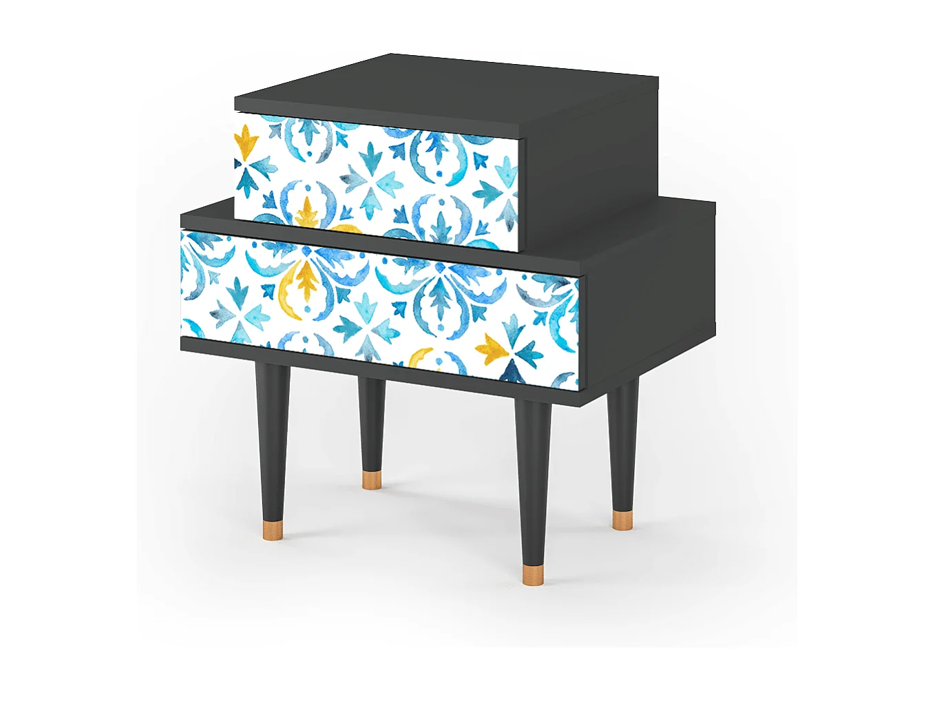 Stolik nocny - 58х58х41 cm - NS1 - Lisbon Flover, Antracyt