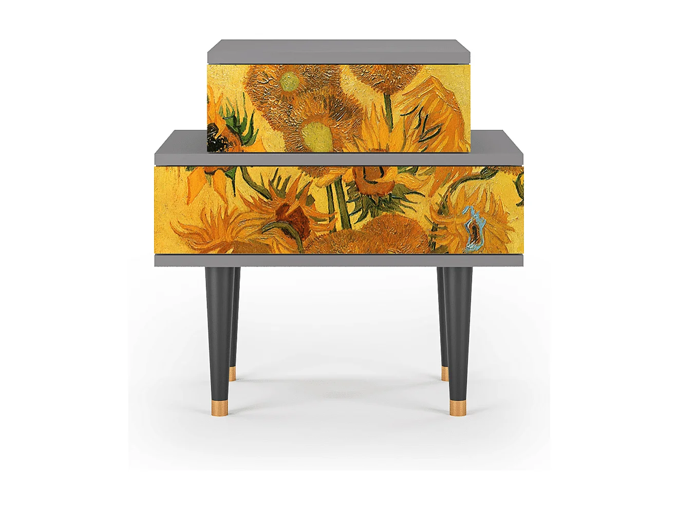 Criado-mudo - 58х58х41 cm - NS1 - Sunflowers, Cinza