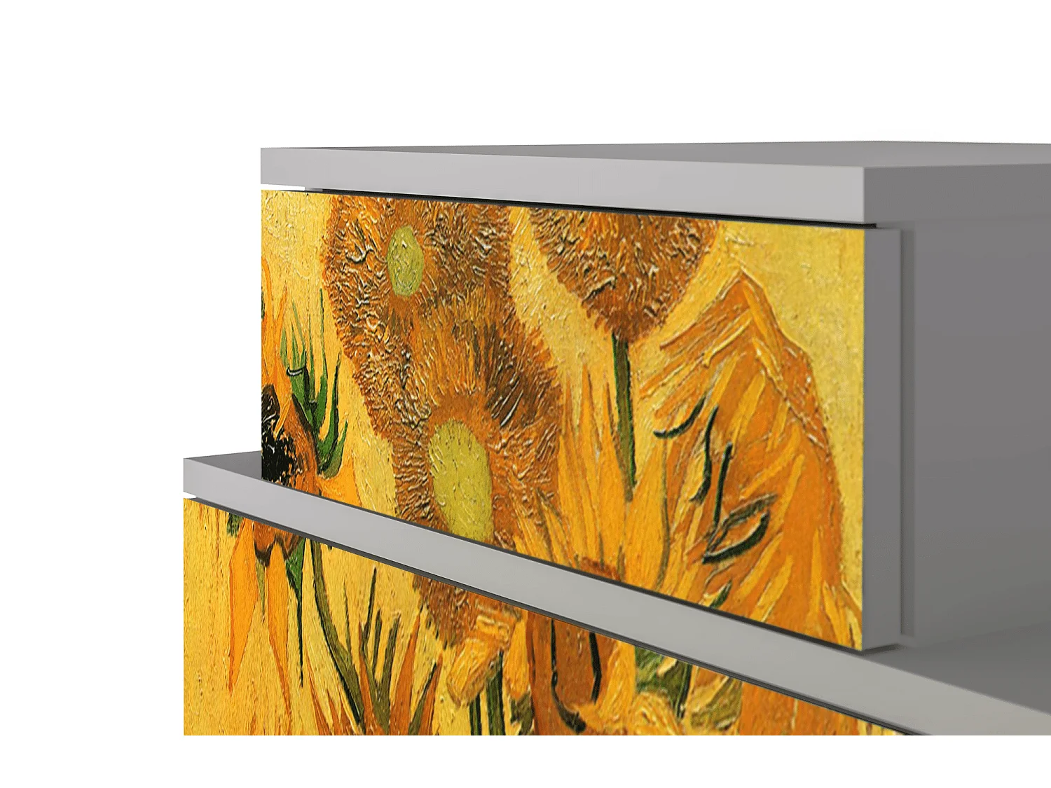 Criado-mudo - 58х58х41 cm - NS1 - Sunflowers, Cinza