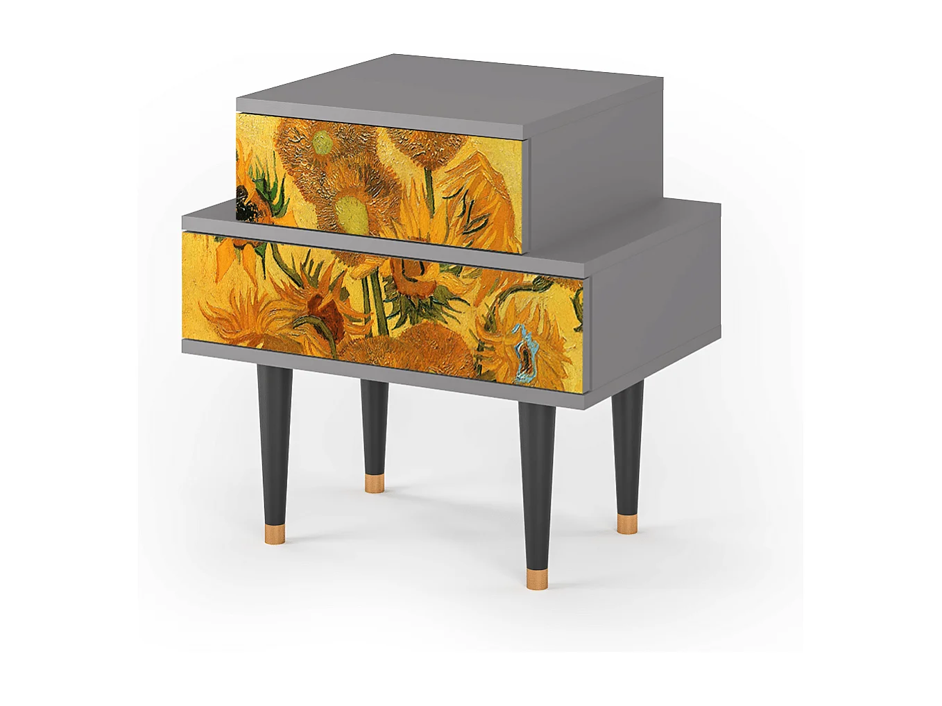 Stolik nocny - 58х58х41 cm - NS1 - Sunflowers, Szary