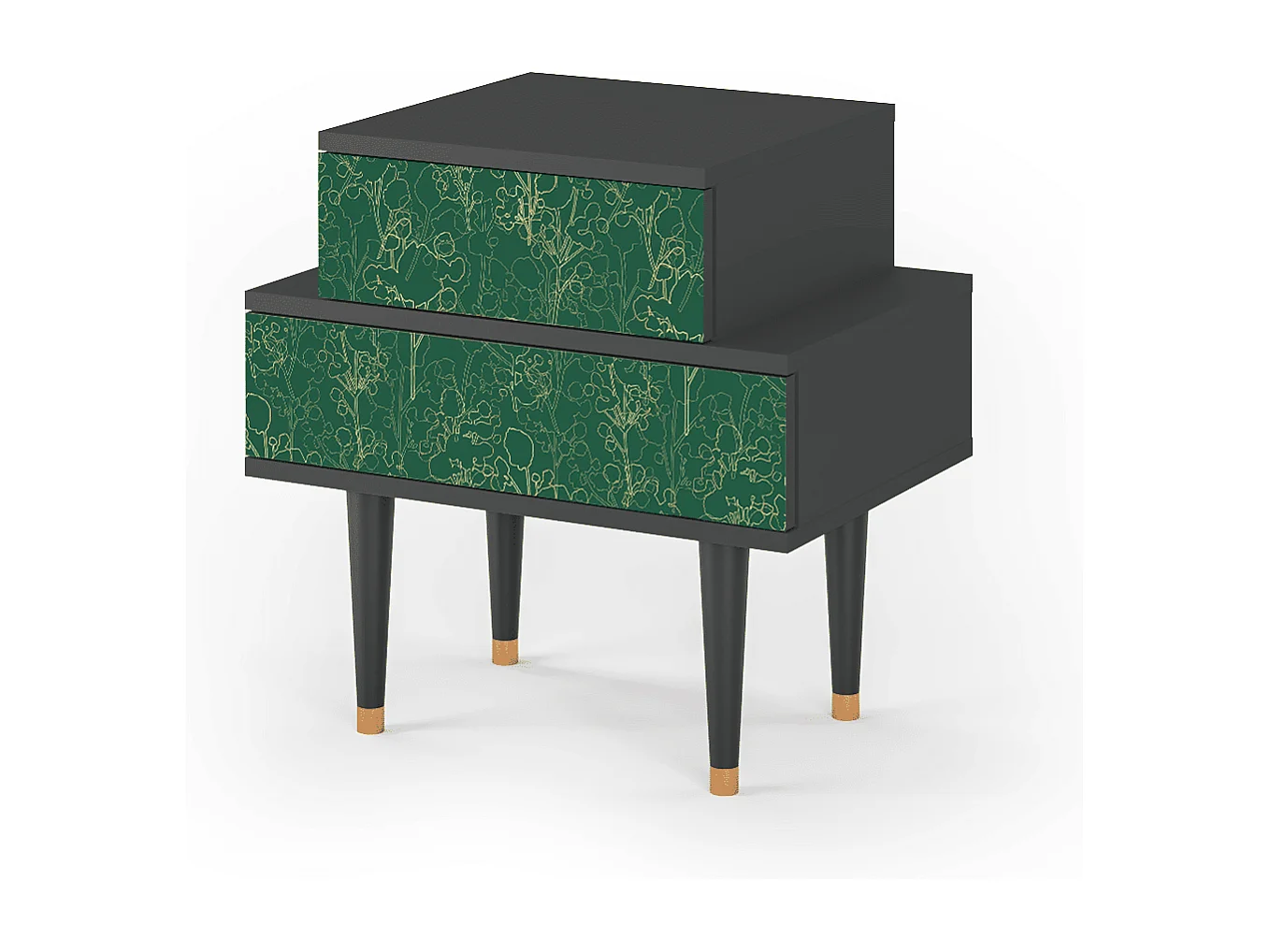 Stolik nocny - 58х58х41 cm - NS1 - Emerald Forest, Antracyt
