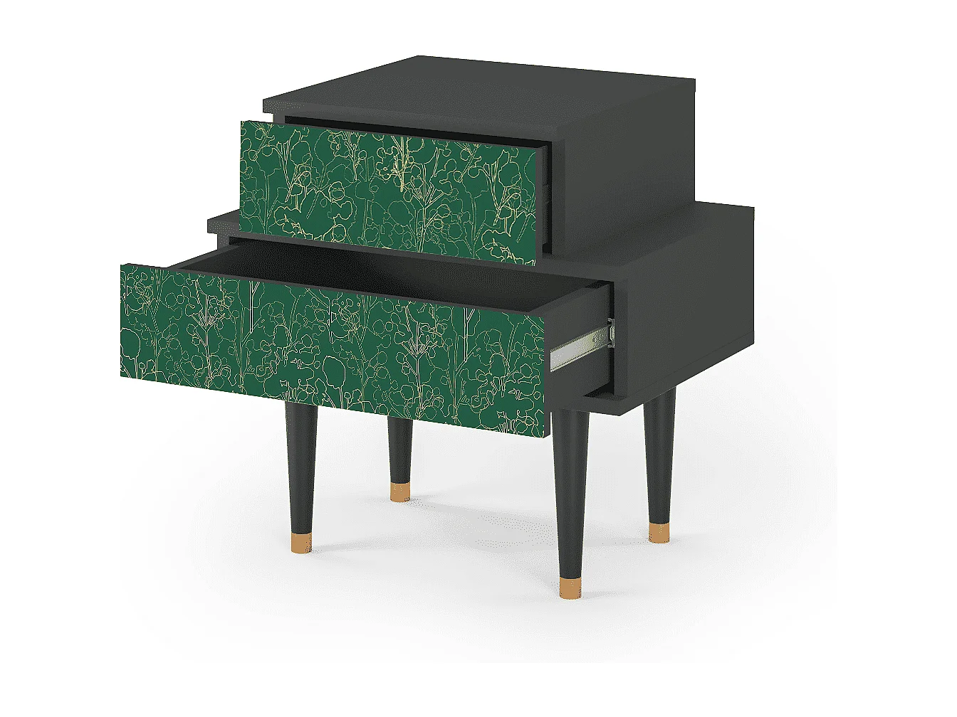 Stolik nocny - 58х58х41 cm - NS1 - Emerald Forest, Antracyt