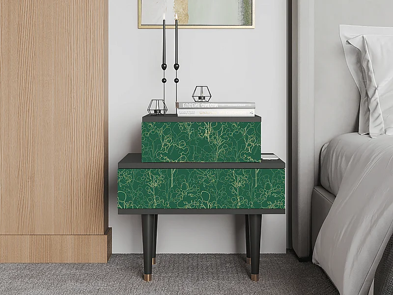 Stolik nocny - 58х58х41 cm - NS1 - Emerald Forest, Antracyt