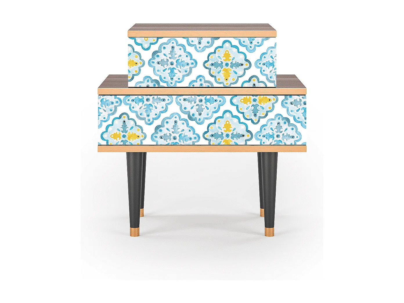 Stolik nocny - 58х58х41 cm - NS1 - Portugese tiles, Orzech