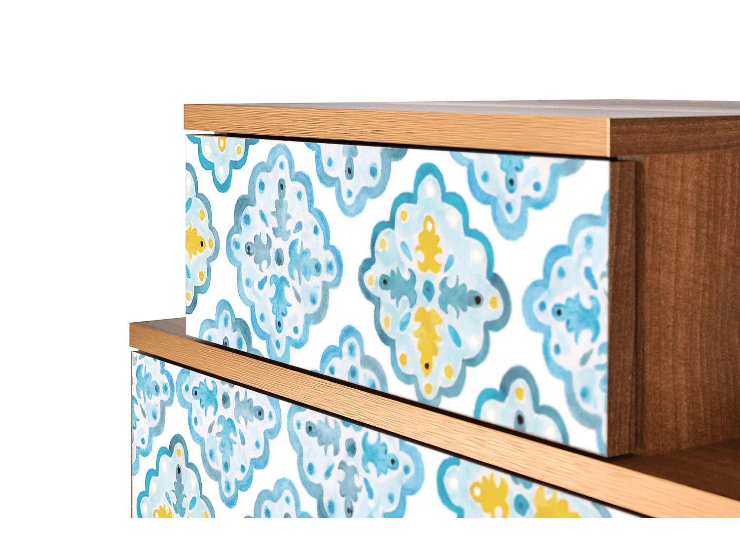 Stolik nocny - 58х58х41 cm - NS1 - Portugese tiles, Orzech