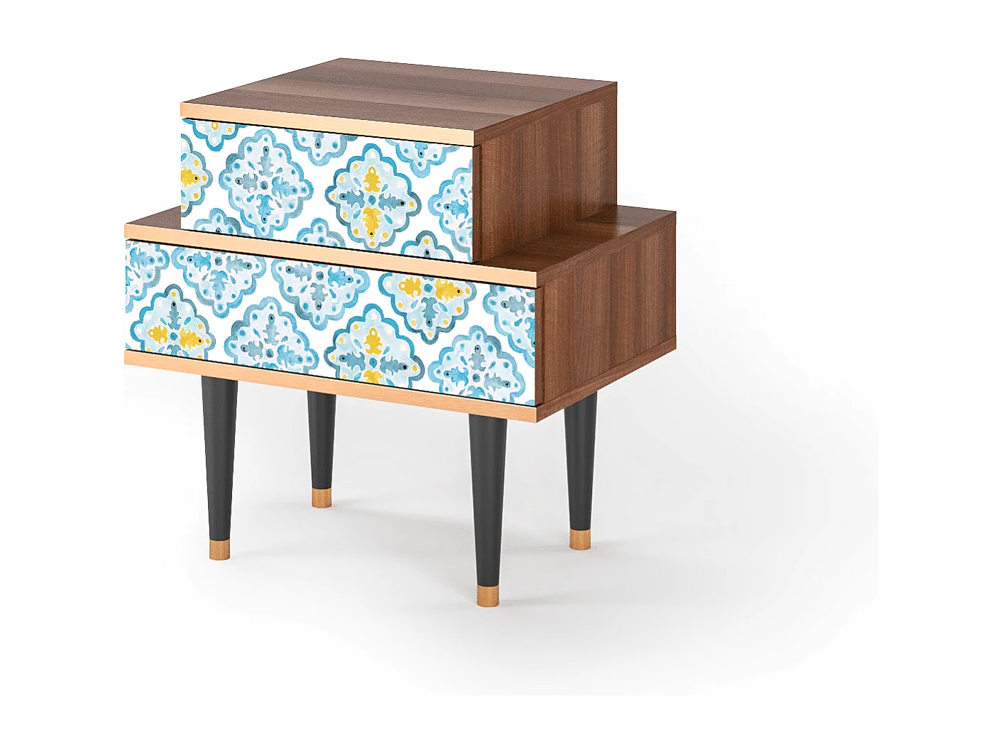 Stolik nocny - 58х58х41 cm - NS1 - Portugese tiles, Orzech