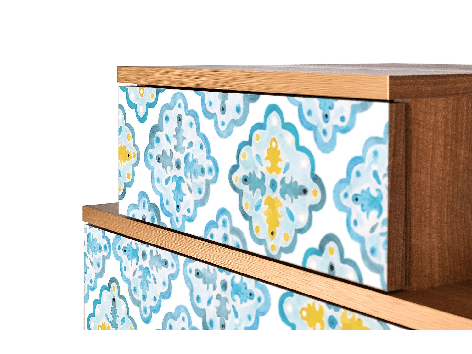 Stolik nocny - 58х58х41 cm - NS1 - Portugese tiles, Orzech