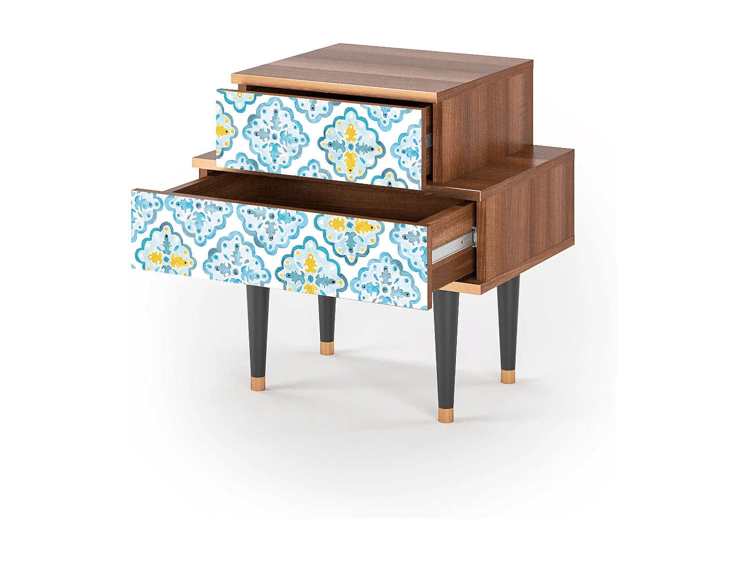 Stolik nocny - 58х58х41 cm - NS1 - Portugese tiles, Orzech