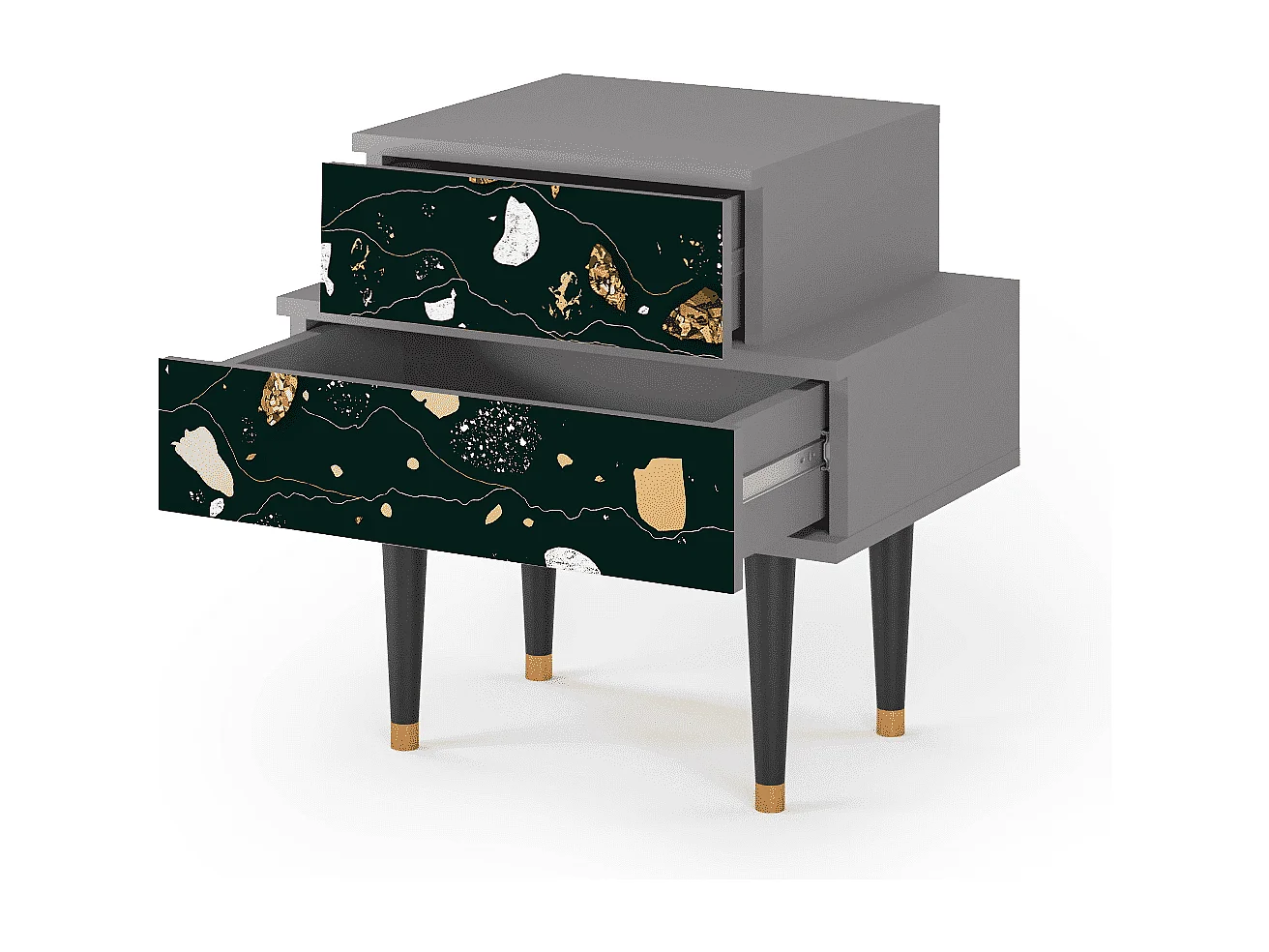 Stolik nocny - 58х58х41 cm - NS1 - Space Rocks, Szary