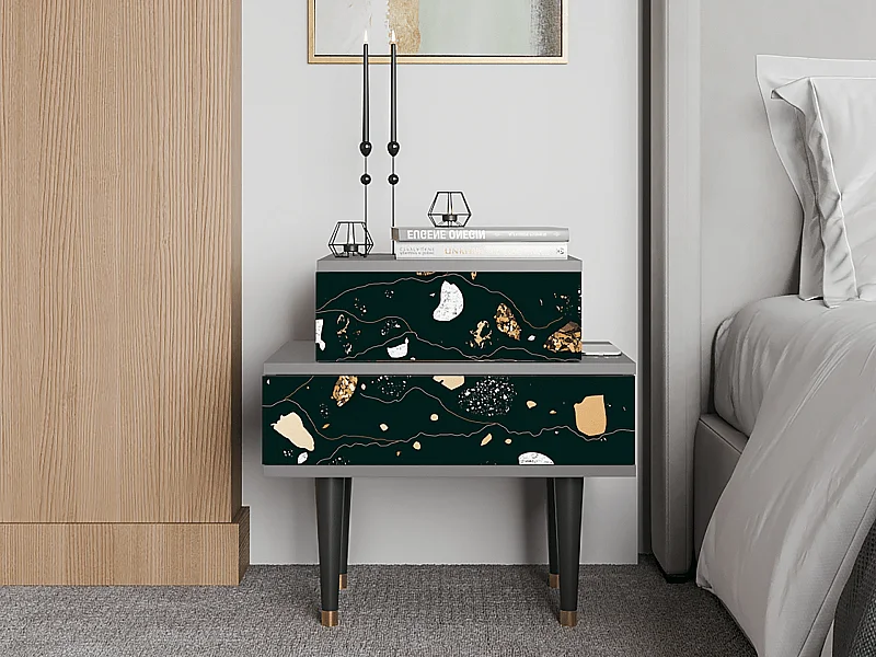 Stolik nocny - 58х58х41 cm - NS1 - Space Rocks, Szary