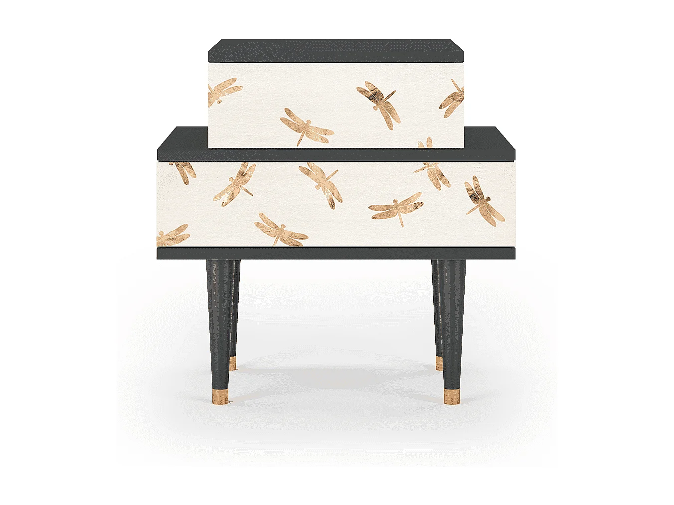 Stolik nocny - 58х58х41 cm - NS1 - Nude Dragonflies, Antracyt