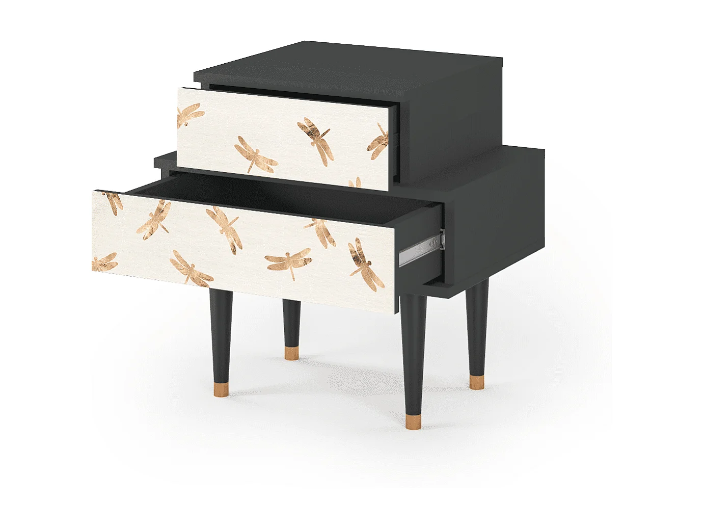 Stolik nocny - 58х58х41 cm - NS1 - Nude Dragonflies, Antracyt