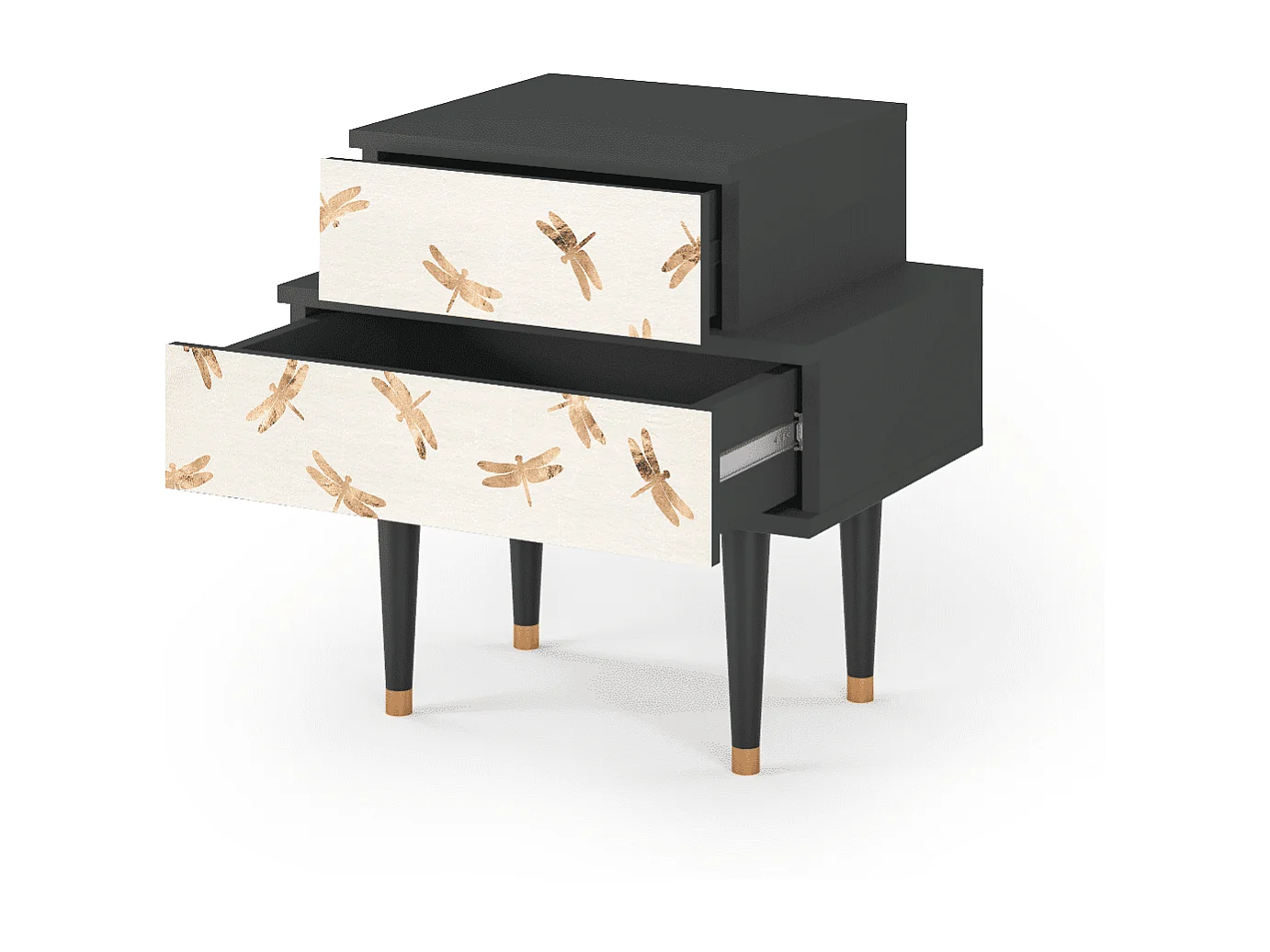 Stolik nocny - 58х58х41 cm - NS1 - Nude Dragonflies, Antracyt