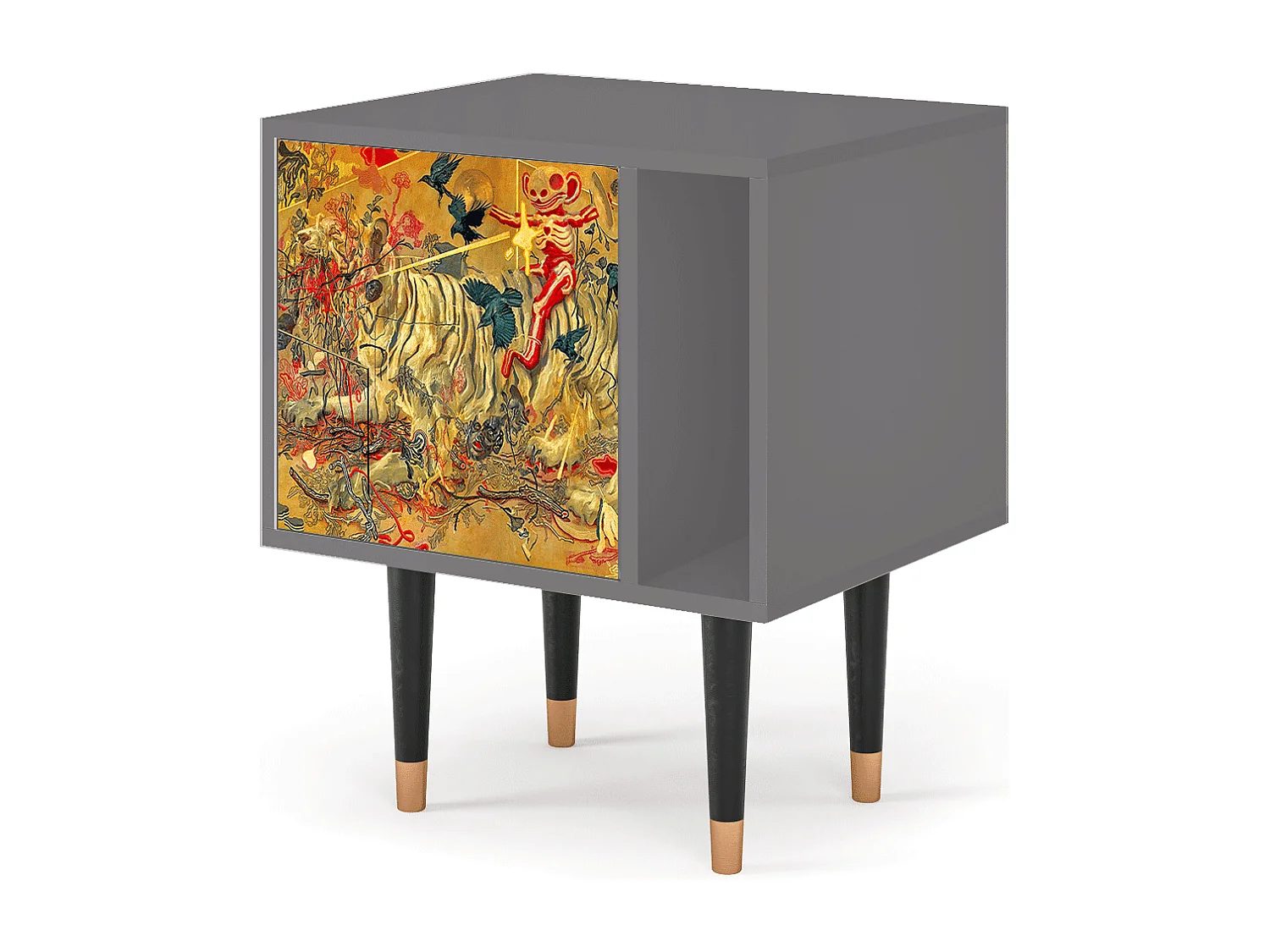 Stolik nocny - 57х69х48 cm - S2 - Blood by James Jean, Szary