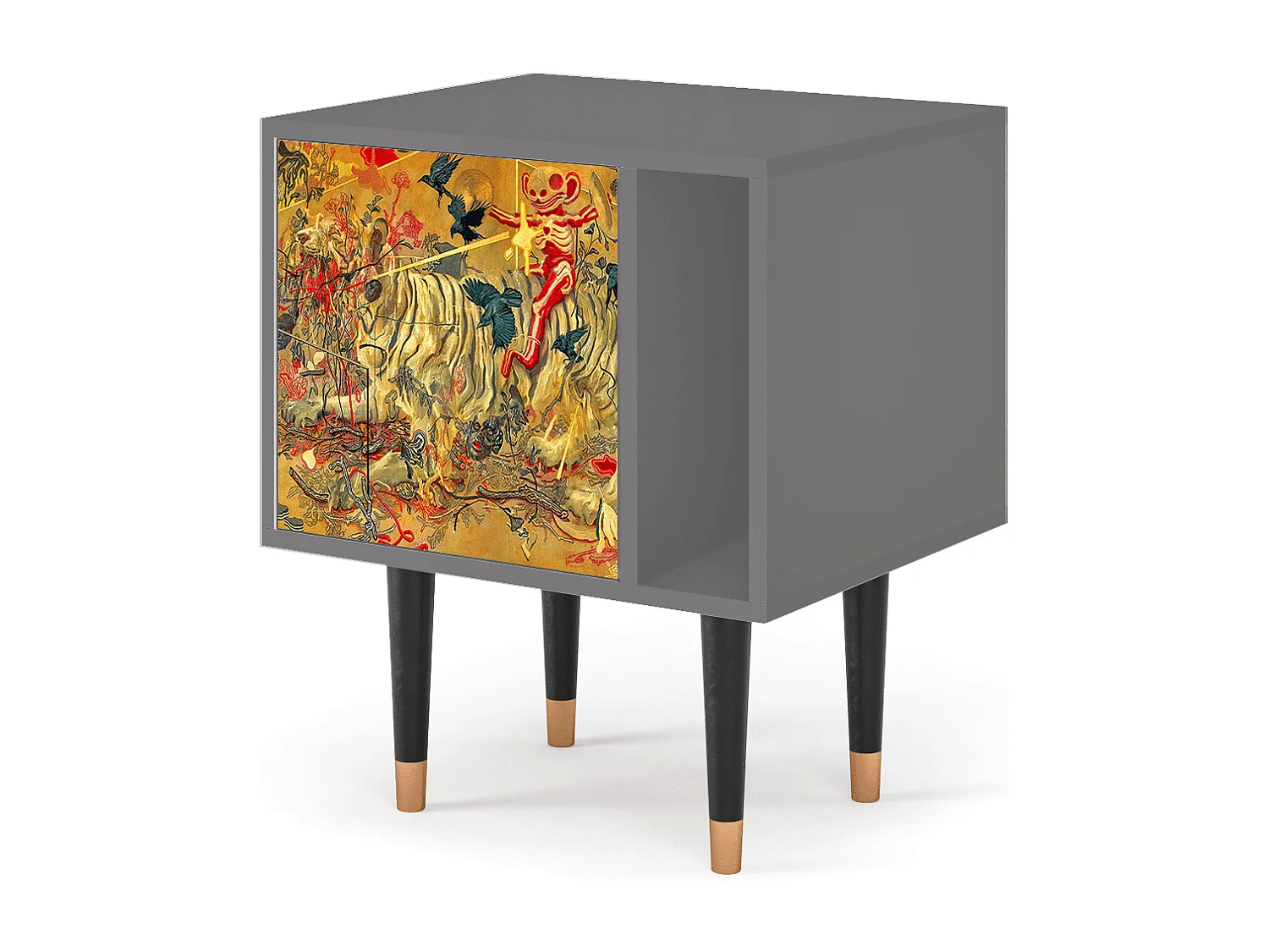 Stolik nocny - 57х69х48 cm - S2 - Blood by James Jean, Szary