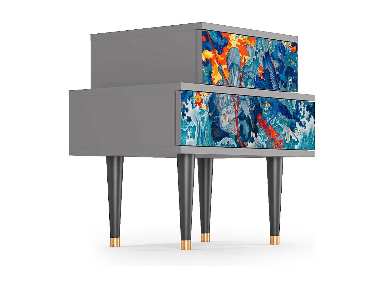 Nachttisch - 58х58х41 cm - NS1 - The Girl - James Jean, Grau