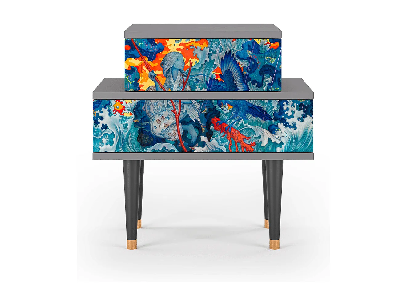 Table de nuit - 58х58х41 cm - NS1 - The Girl - James Jean, Gris