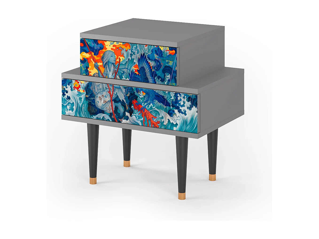 Table de nuit - 58х58х41 cm - NS1 - The Girl - James Jean, Gris