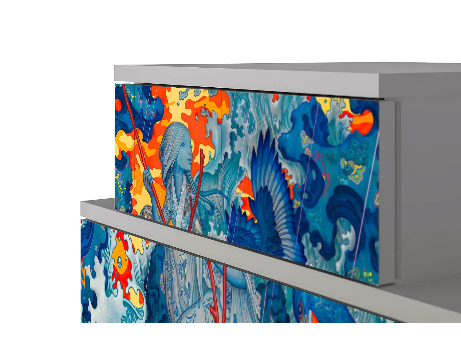 Table de nuit - 58х58х41 cm - NS1 - The Girl - James Jean, Gris