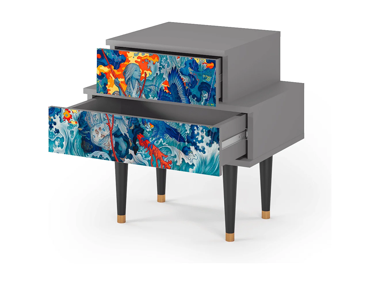 Table de nuit - 58х58х41 cm - NS1 - The Girl - James Jean, Gris