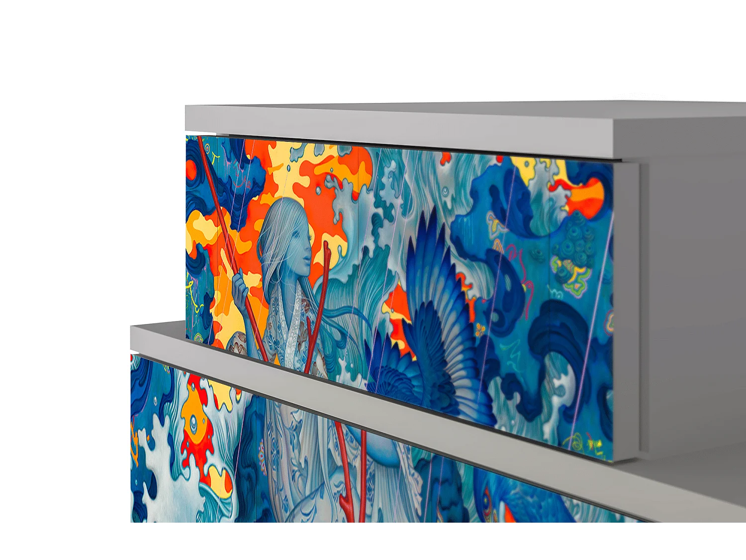 Stolik nocny - 58х58х41 cm - NS1 - The Girl - James Jean, Szary