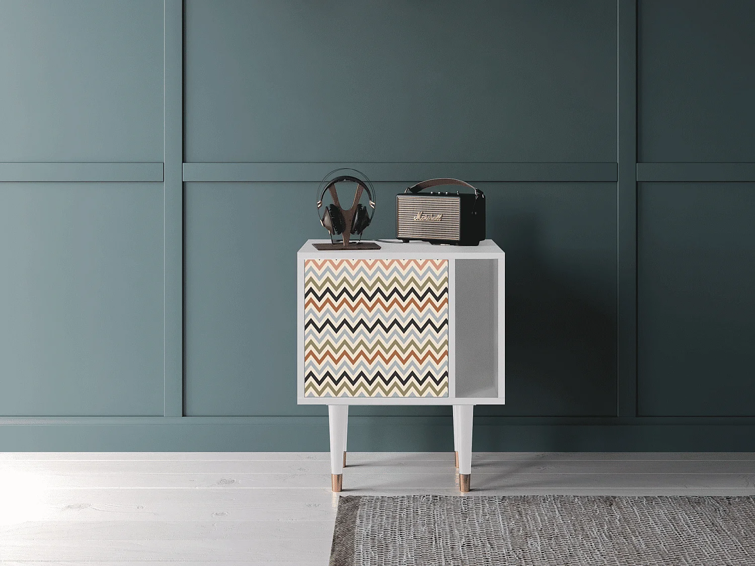 Stolik nocny - 57х69х48 cm - S2 - Bright Ripple, Biały