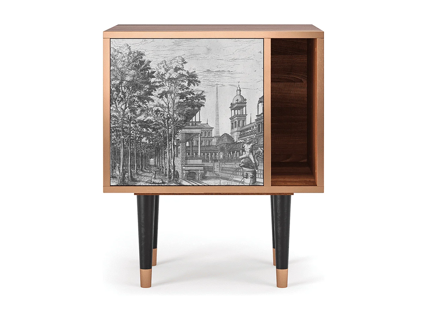 Table de nuit - 57х69х48 cm - S2 - View of the Piazza, Noyer