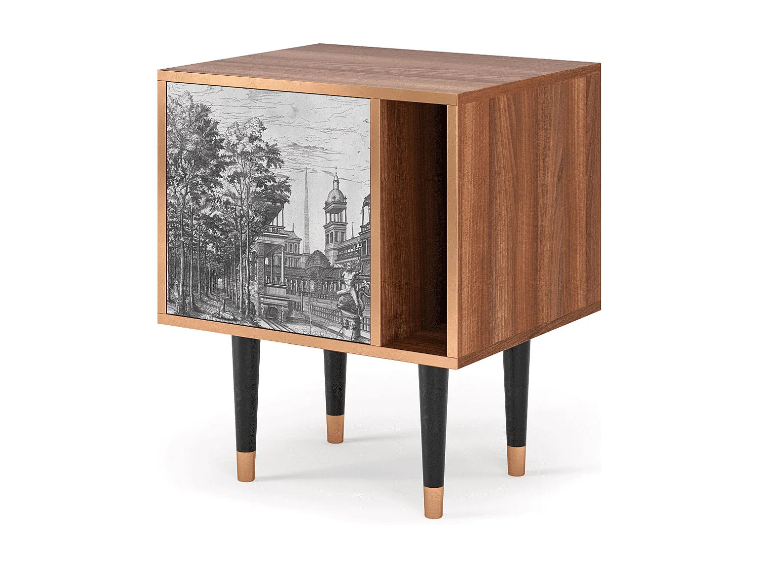 Table de nuit - 57х69х48 cm - S2 - View of the Piazza, Noyer