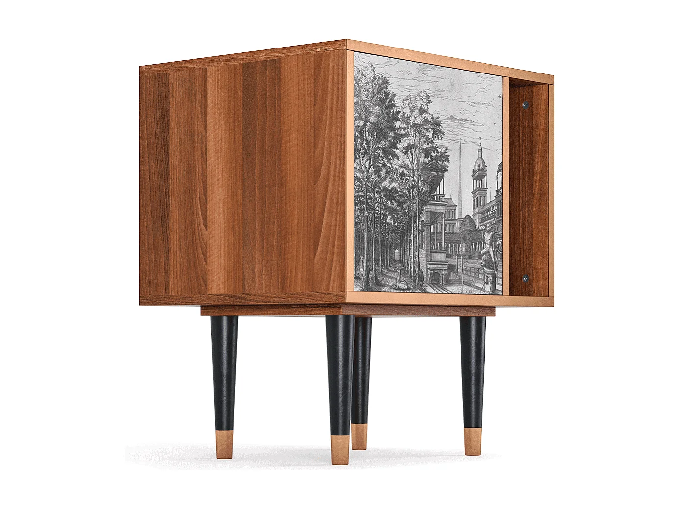 Table de nuit - 57х69х48 cm - S2 - View of the Piazza, Noyer