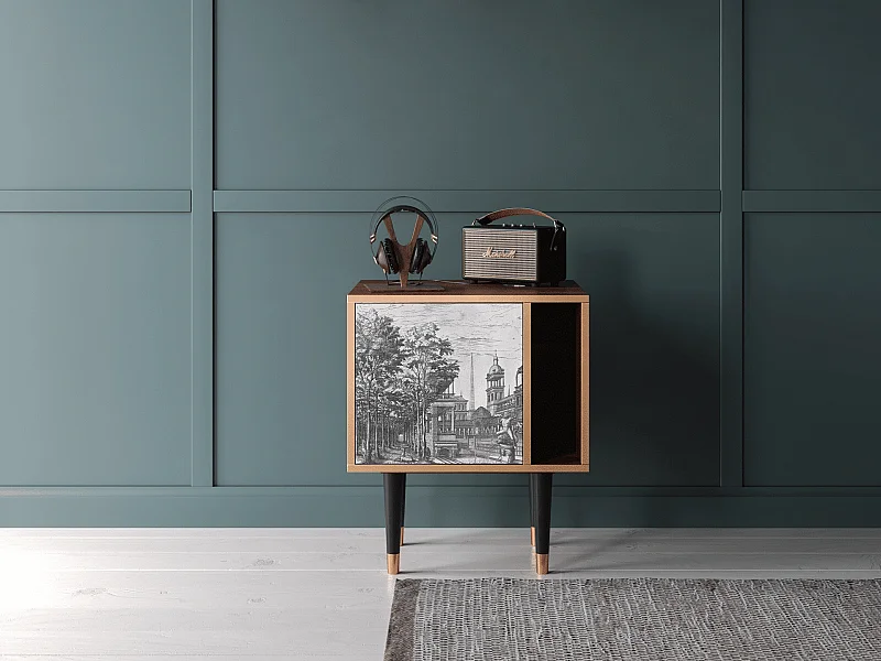 Nachtkastje - 57х69х48 cm - S2 - View of the Piazza, Walnoot