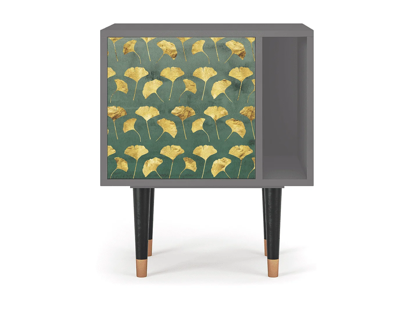 Stolik nocny - 57х69х48 cm - S2 - Gingko leaves, Szary