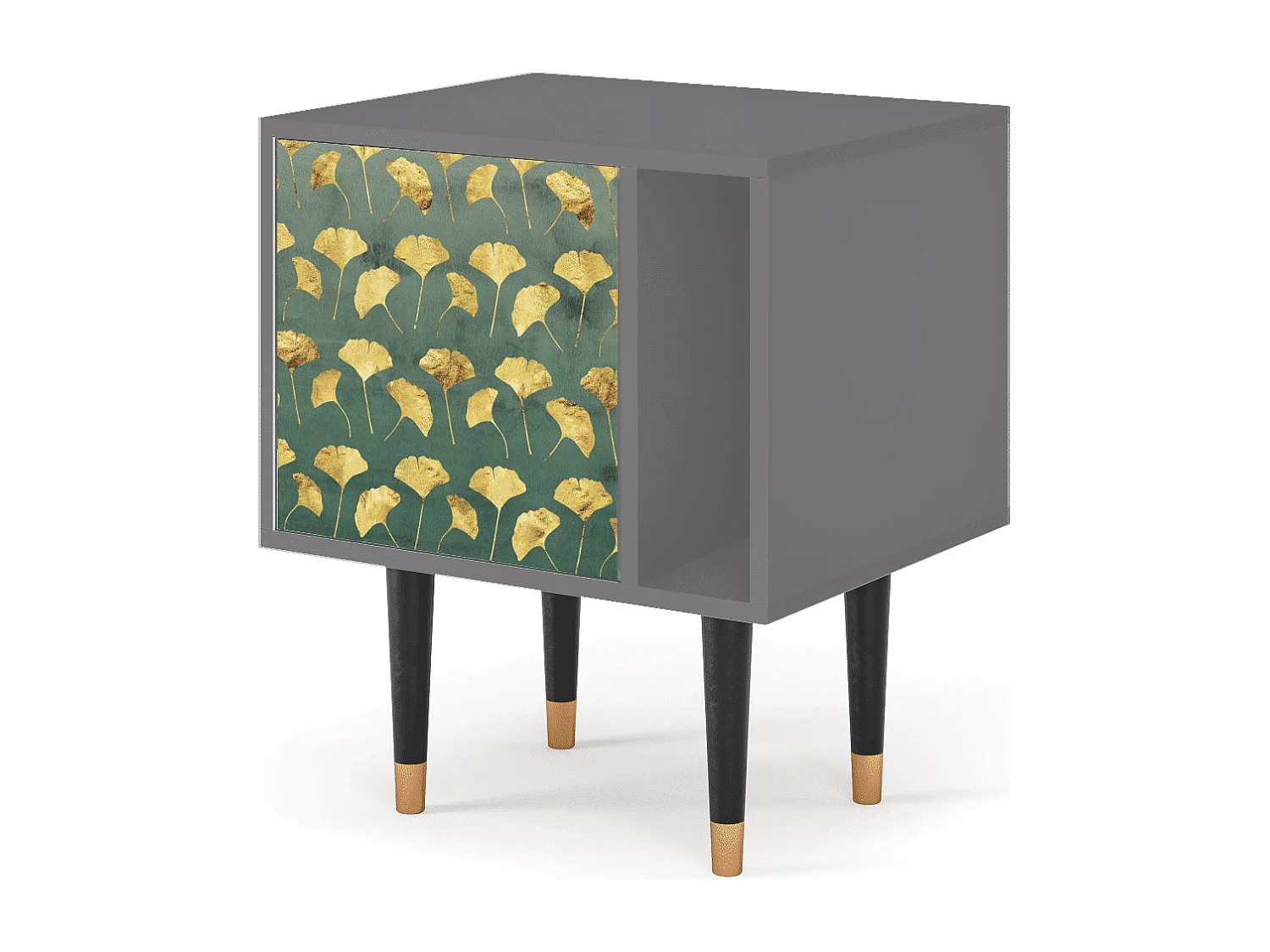 Stolik nocny - 57х69х48 cm - S2 - Gingko leaves, Szary