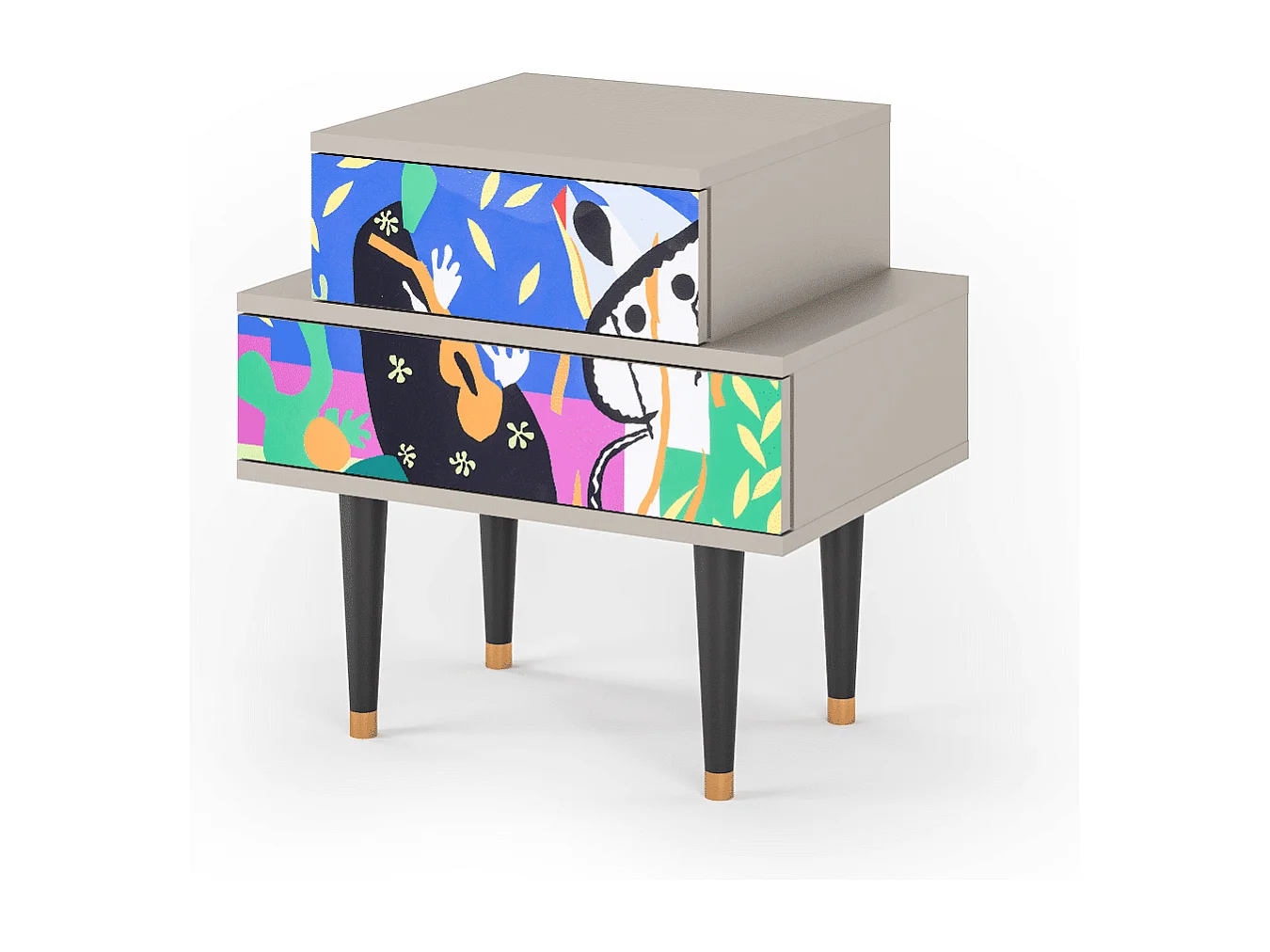 Stolik nocny - 58х58х41 cm - NS1 - La Tristesse du Roi, Piaskowy